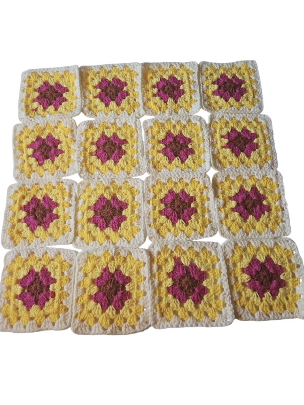 Handmade Crochet Classic Granny Square 16pc-Set DIY Creative Fall Project Decor